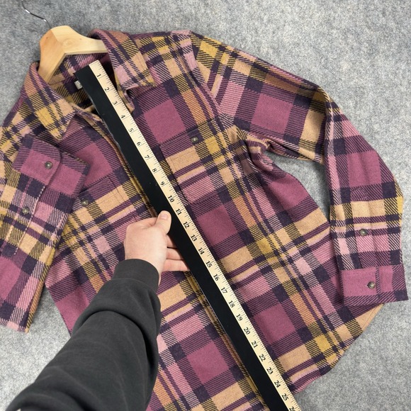 Faherty Legend Shirt Womens Small Purple Plaid Stretch Flannel Long Sleeve - Picture 4 of 14